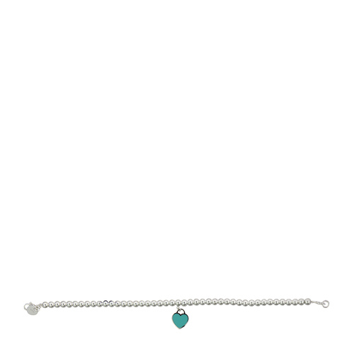 Tiffany & Co./蒂芙尼 女式纯银蓝色心形小珠Bead珐琅手链