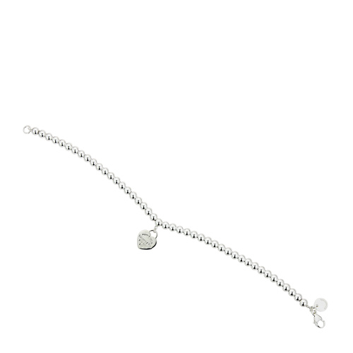 Tiffany & Co./蒂芙尼 女士纯银粉色心形小珠Bead珐琅手链