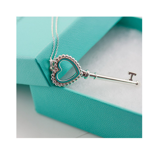 Tiffany & Co./蒂芙尼 Heart key蓝色珐琅桃心钥匙吊坠（赠项链） TGRP04519