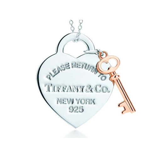 Tiffany & Co./蒂芙尼 银色桃心 金色钥匙项链 吊坠 T30971531