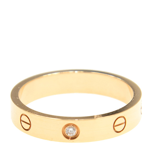 CARTIER/卡地亚love18K玫瑰金，钻石女性戒指指环