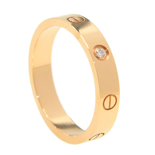 CARTIER/卡地亚love18K玫瑰金，钻石女性戒指指环