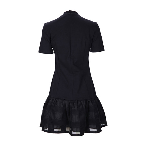 MARKUS LUPFER/马库斯·卢普伐黑色混合材质拼接女士短袖连衣裙,DR775 XS