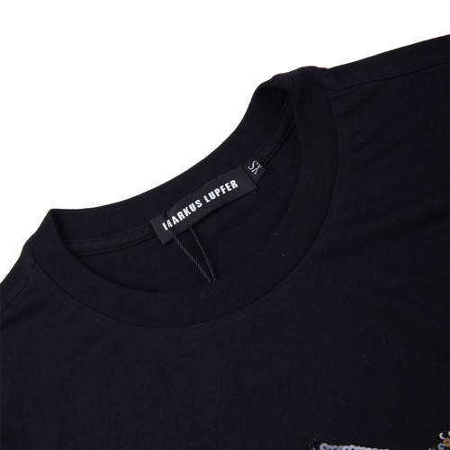 MARKUS LUPFER/马库斯·卢普伐黑色纯棉珠片小鹿短袖女士T恤,TPDISEX03 XS