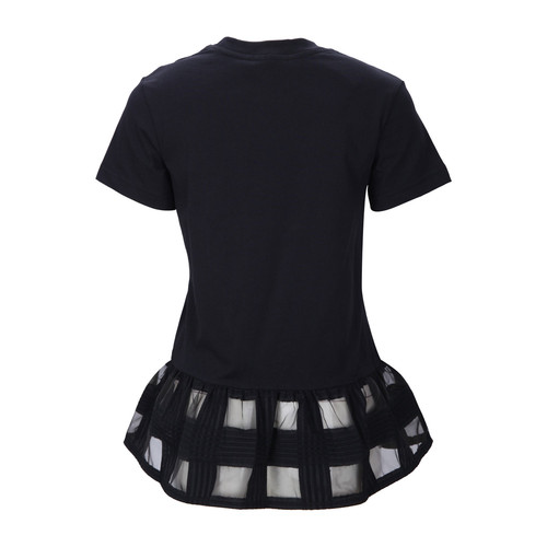 MARKUS LUPFER/马库斯·卢普伐黑色纯棉拼接摆女士T恤短袖上衣,TP915 S