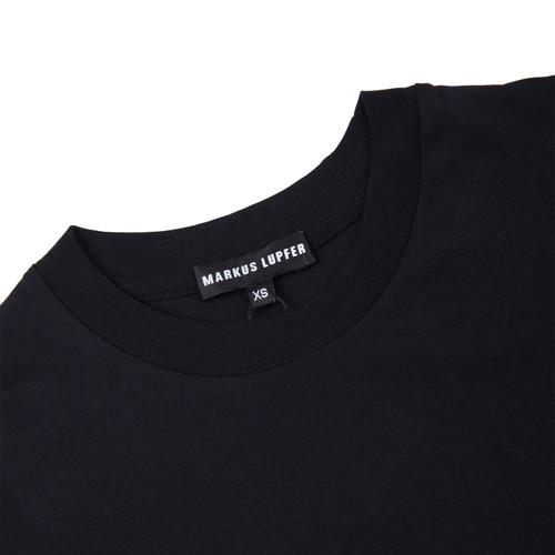 MARKUS LUPFER/马库斯·卢普伐黑色纯棉拼接摆女士T恤短袖上衣,TP915 S