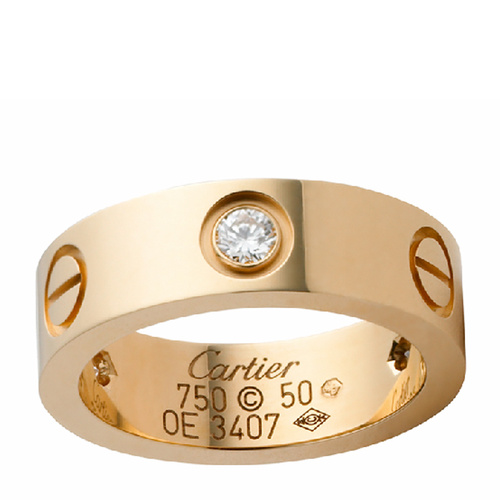 CARTIER/卡地亚 LOVE系列18K黄金宽版三钻女性戒指指环