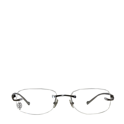 CARTIER/卡地亚无框经典豹子头系列PVD镀铂金亮银色男女款光学眼镜