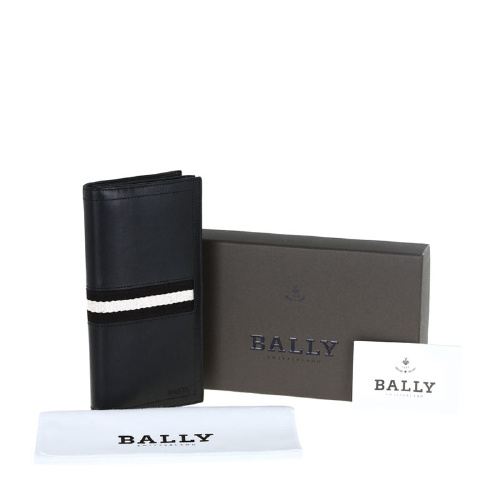 BALLY/巴利 男士TALIRO小牛皮经典织带长款对折钱夹钱包6166474黑色