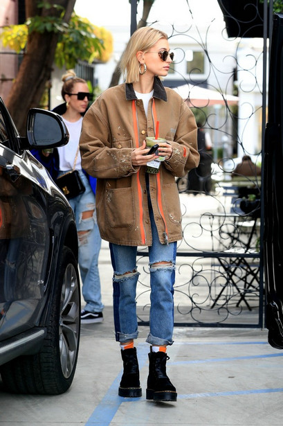 HAILEY BALDWIN IN HERON PRESTON work JACKET